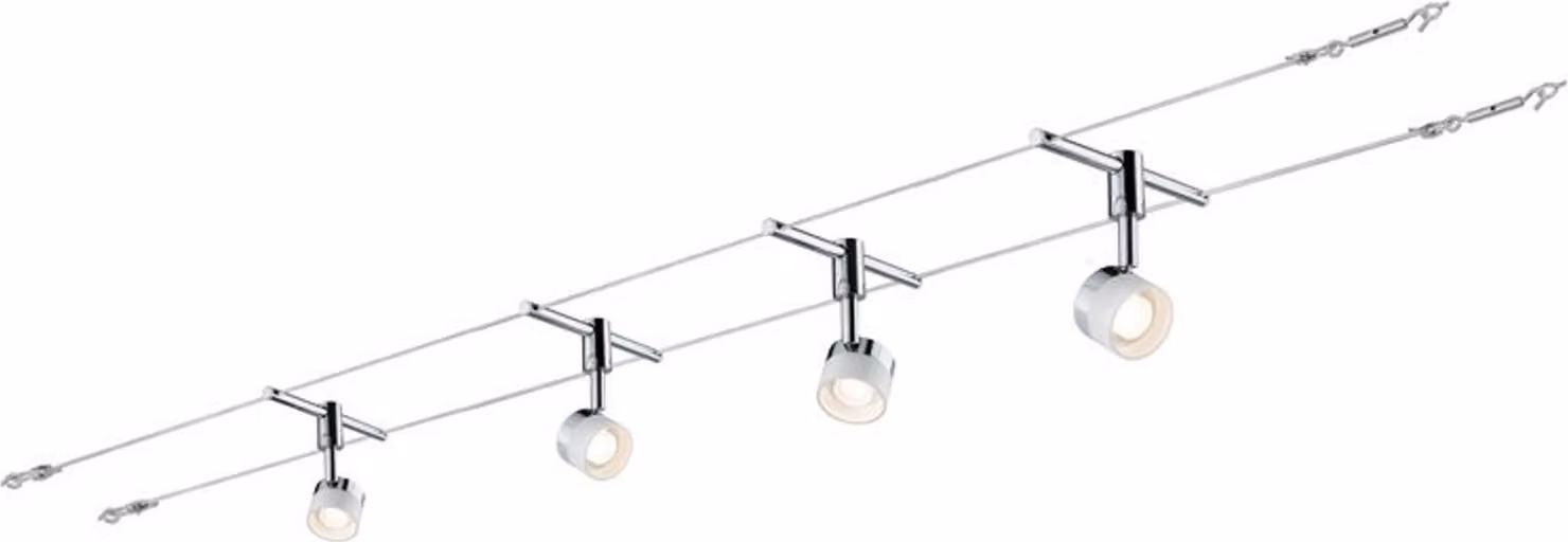 Paulman Wire System Stage 4x5W bianco/cromo 230/12V 30VA metallo/vetro