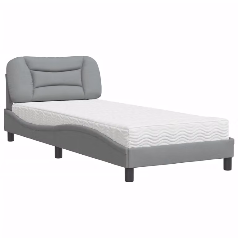 Letto con Materasso Hvar Grigio Chiaro 90x200 cm in Tessuto