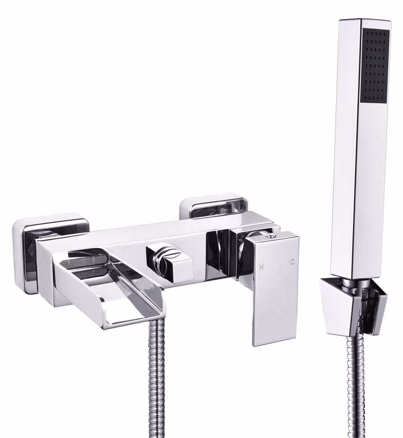 Miscelatore monocomando, cromato, con effetto cascata, 2 funzioni, da montare a parete