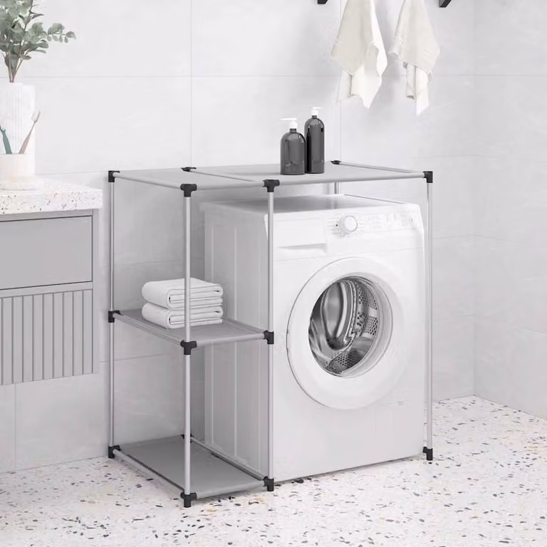 Rastrelliera per lavatrice vidaXL in ferro, Grigia, L: 87 cm, P: 55 cm, H: 90,5 cm
