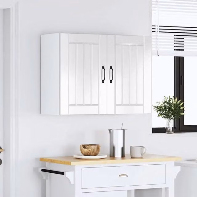 Pensile da Cucina-Mobile Cucina da Parete Lucca Bianco Lucido in Legno Multistrato 831906
