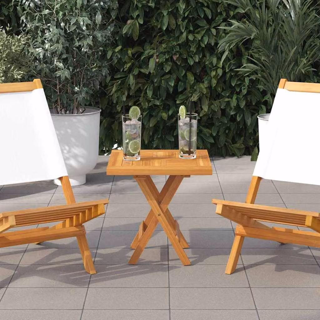 vidaXL Tavolo Quadrato Moderno in Legno Massello di Teak Marrone L/P: 50 x 50 cm, H: 2,5 cm
