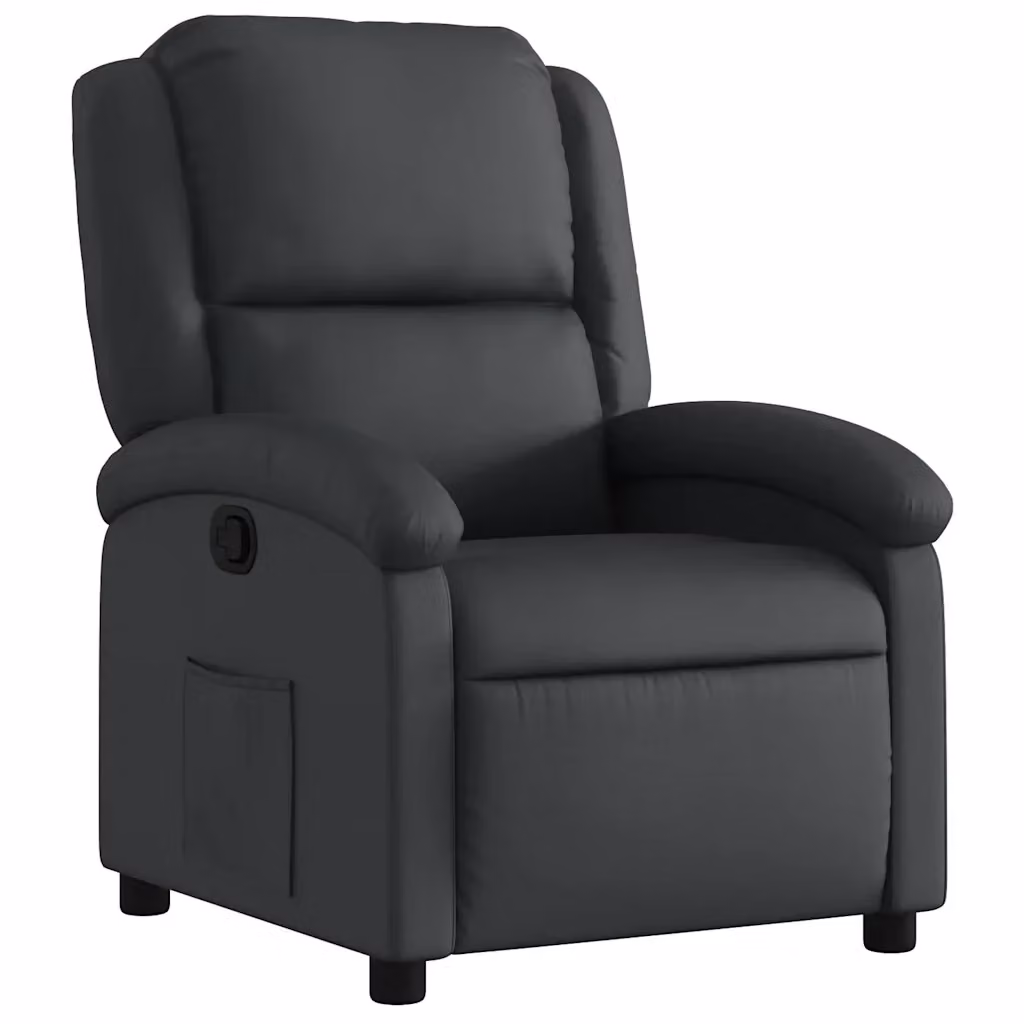 Poltrona reclinabile relax nera in pelle vidaXL con braccioli e struttura in legno e metallo – 2