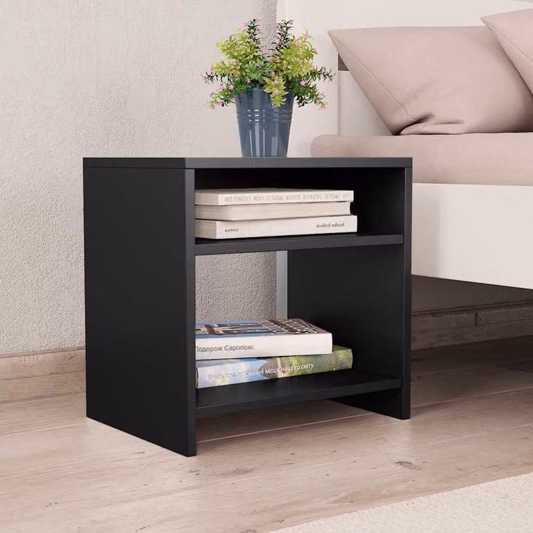 Comodino vidaXL Nero in Legno e MDF, Stile Classico, L 40 cm x P 30 cm x H 40 cm