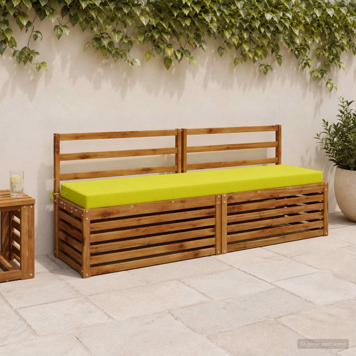 Cuscino per panchina vidaXL SOEST verde brillante in poliestere con rivestimento rimovibile e resistenza ai raggi UV