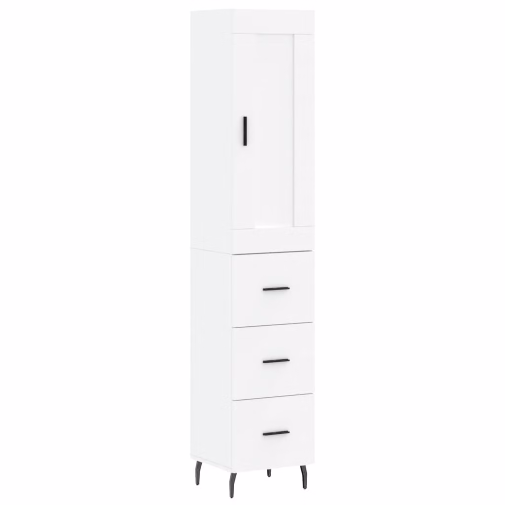 Credenza Bianca 34,5x34x180 cm in Legno Multistrato