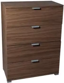 Cassettiera KIVIO con 4 cassetti in noce almendra marrone L60 x P38 x H85 cm