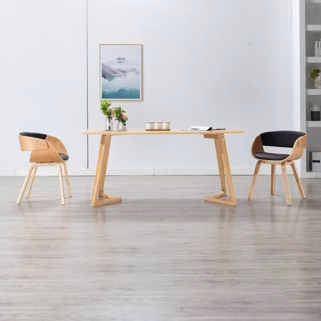 Sedia da Pranzo Moderna vidaXL in Legno e Similpelle Nera e Marrone – 1