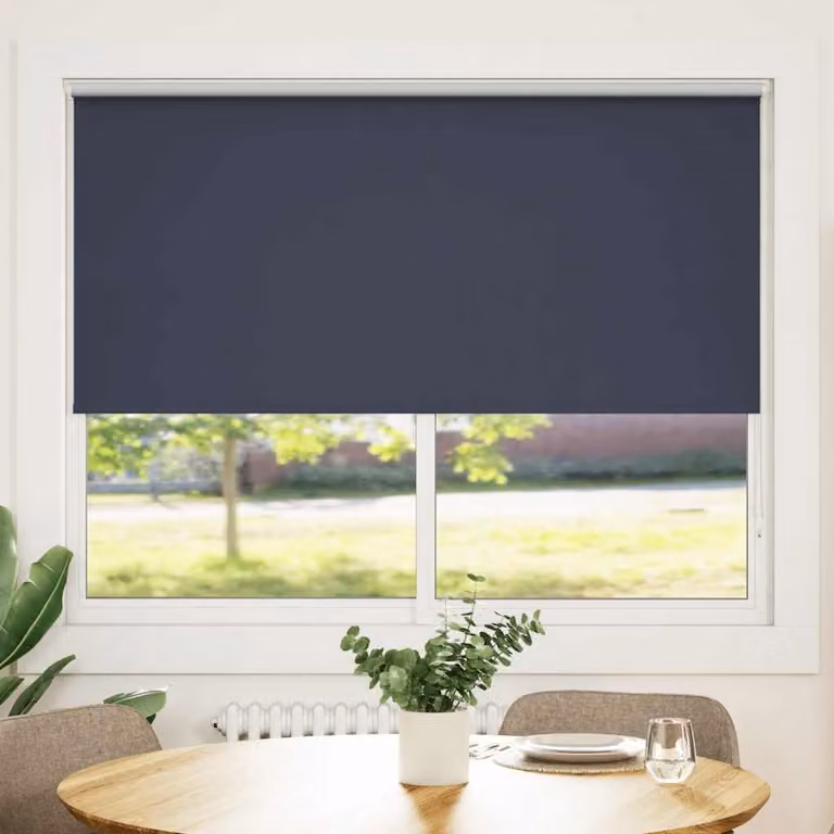 vidaXL Tenda a rullo oscurante termoisolante in poliestere, colore blu marino e argento, L: 160 cm, H: 175 cm