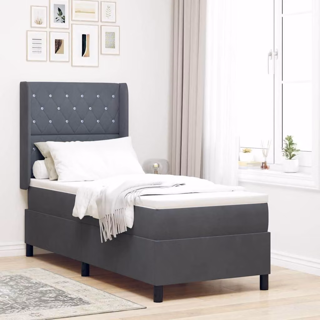 Maison Exclusive - Letto a molle con materasso Grigio scuro 80 x 200 cm Velluto