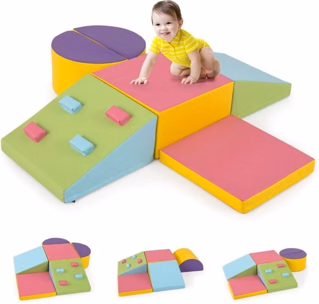 Set di 6 blocchi da arrampicata in schiuma multicolore con chiusure a velcro per interni – 1