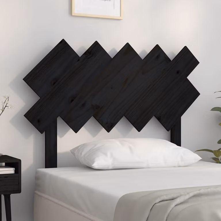 Testiera per letto vidaXL in legno massello di pino nero, stile rustico, L: 104 cm, P: 3 cm, H: 80,5 cm