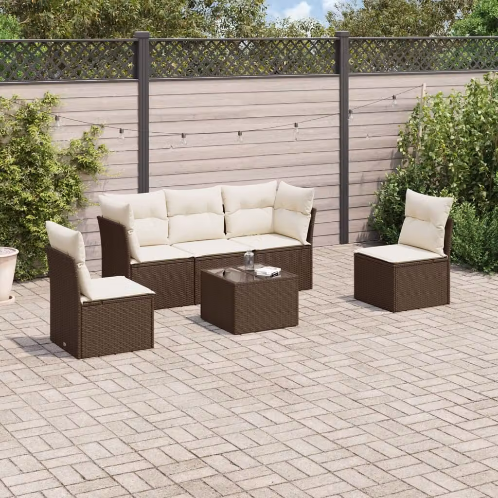 Maison Exclusive - Set Divano da Giardino 6 pz con Cuscini Marrone in Polyrattan