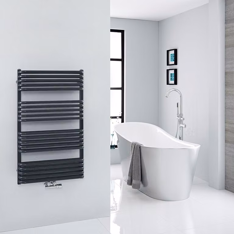 Scaldasalviette Nero ad Attacco Centrale - 1000mm x 600mm