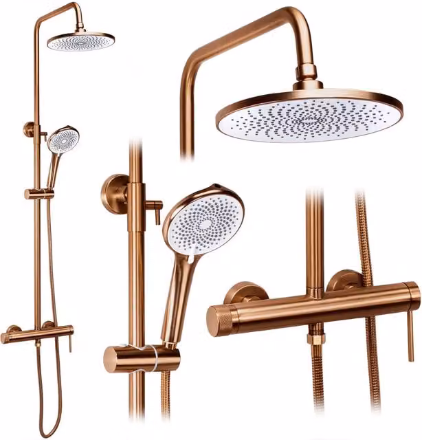 Set Doccia con Soletta e Doccino Rea Foss Clif in Ottone Spazzolato Bronzeo