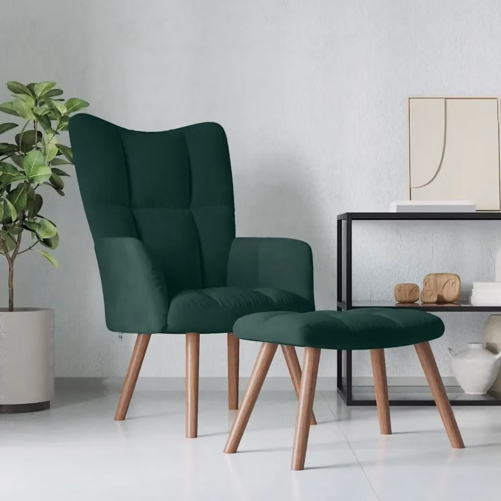 Poltrona Relax Moderna in Velluto Verde con Poggiapiedi Integrato – 2