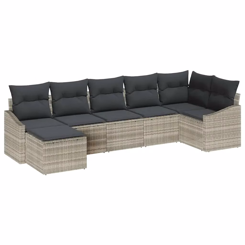 Set di divani da giardino vidaXL in polyrattan grigio con cuscini e tavolino da esterno – 2