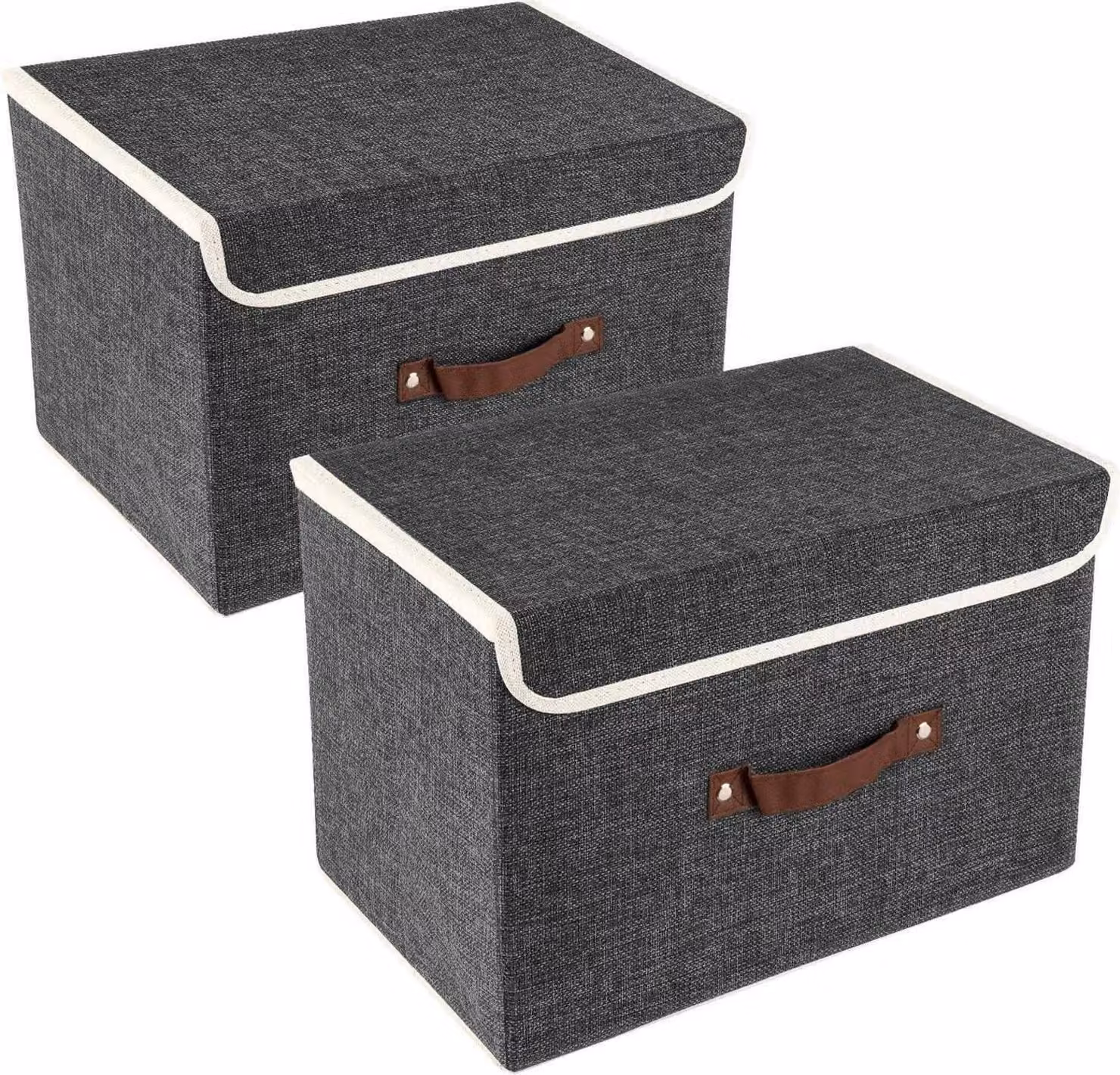 TYEERS Contenitore pieghevole con coperchio e tessuto, set di 2, nero