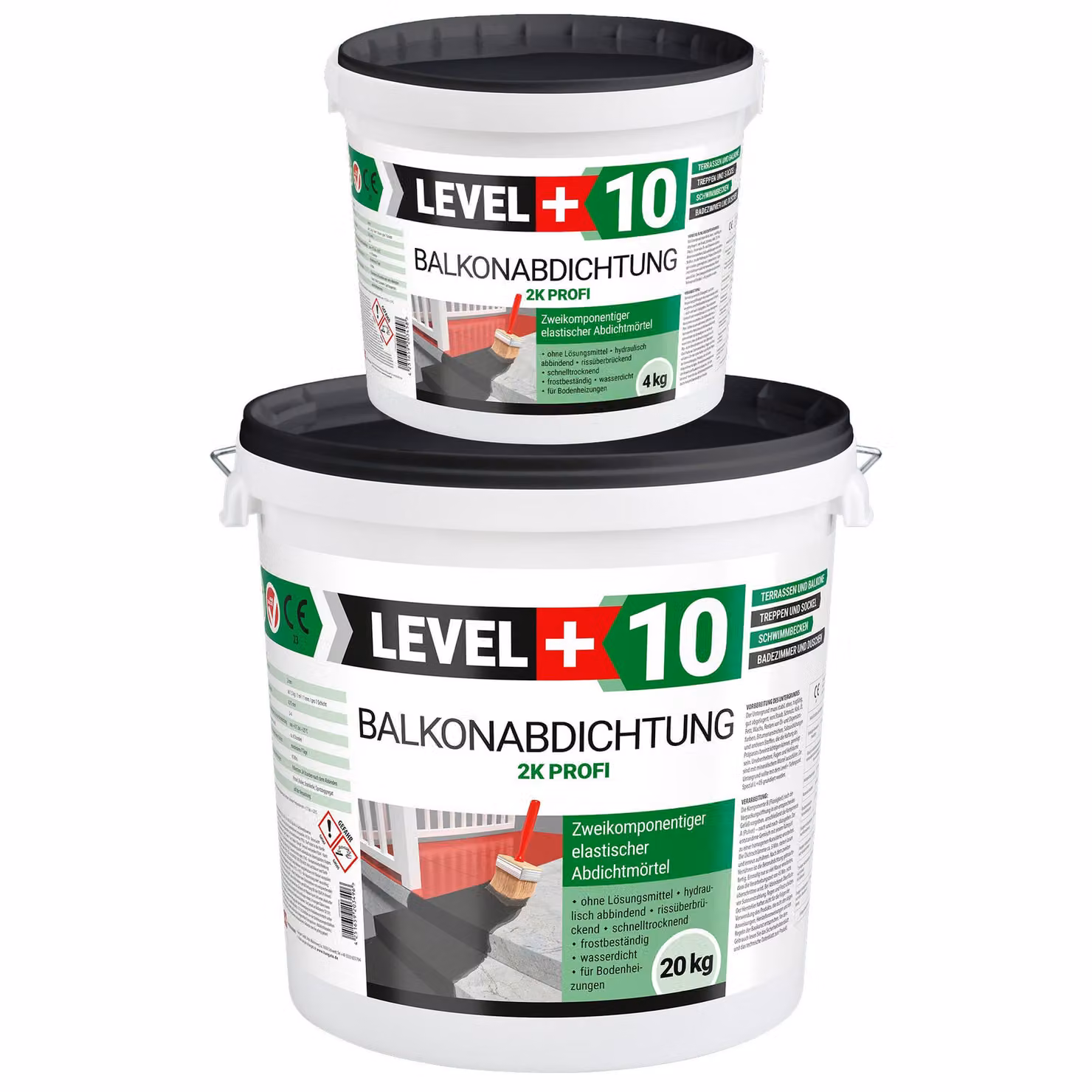 Impermeabilizzazione balconi 2K, 24 kg, terrazze, balconi, cantine, docce, bagni, piscine, malte impermeabilizzanti, impermeabilizzazione RM10