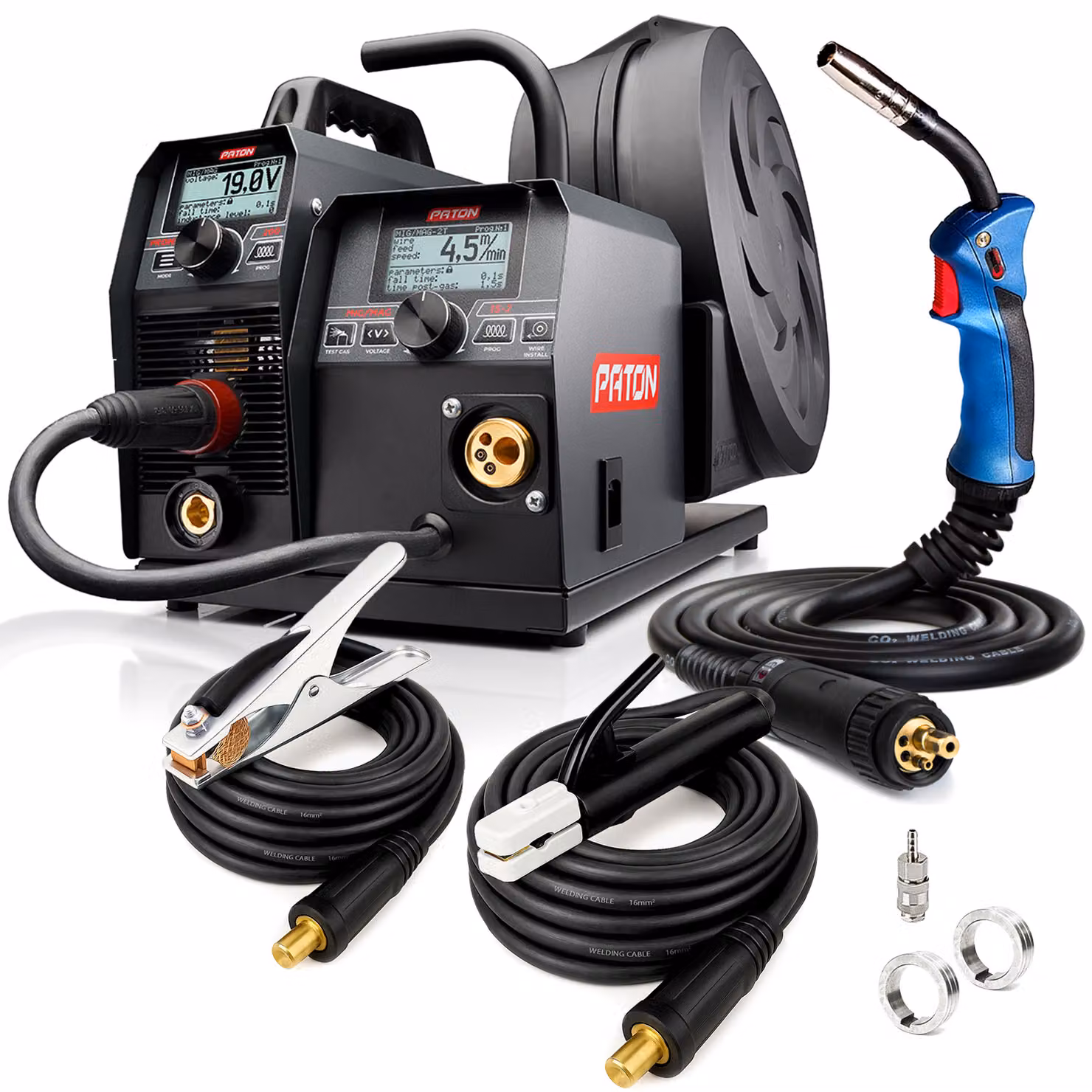 PATON ProMIG-200-15-2 Saldatrice MIG/TIG/MAG 230V,- Set completo con trainafilo, funzione ad impulsi e saldatura senza gas - Saldatrice MIG con spazzole