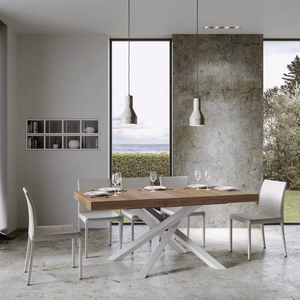 Tavolo Allungabile Moderno GIORDANOSHOP in Rovere e Bianco L/P/H: 200-304 x 90 x 77 cm – 2