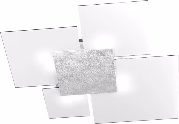 Toplight Plafoniera da soffitto rettangolare Upgrade 4 luci con attacco GX53, struttura colore argento e bianco, design moderno 91x86x15cm