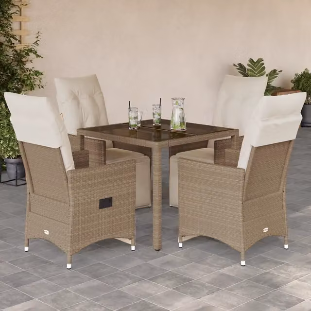 Set da Bistrò da Giardino 5 pz con Cuscini Beige in Polyrattan 3276938