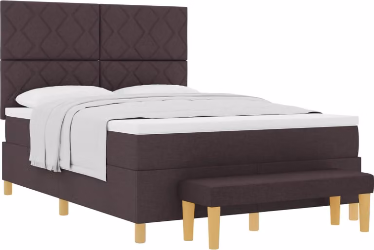 Letto a molle con materasso marrone scuro 160 x 200 cm in tessuto