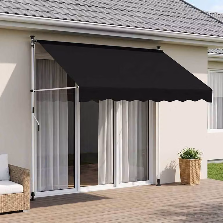 Tenda retrattile manuale vidaXL in poliestere Nero L: 300 cm, P: 100 cm