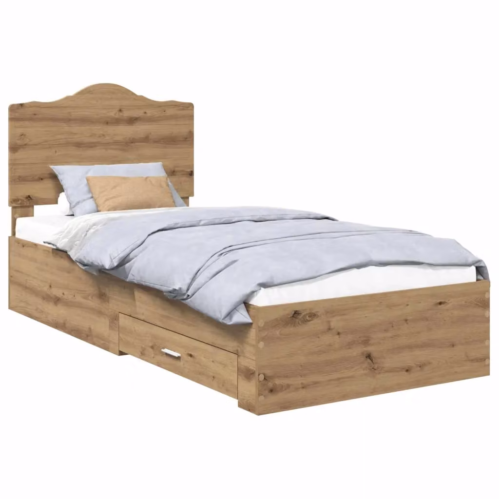 Struttura letto con cassetto moderna vidaXL in legno color rovere L 190 x P 90 cm – 2