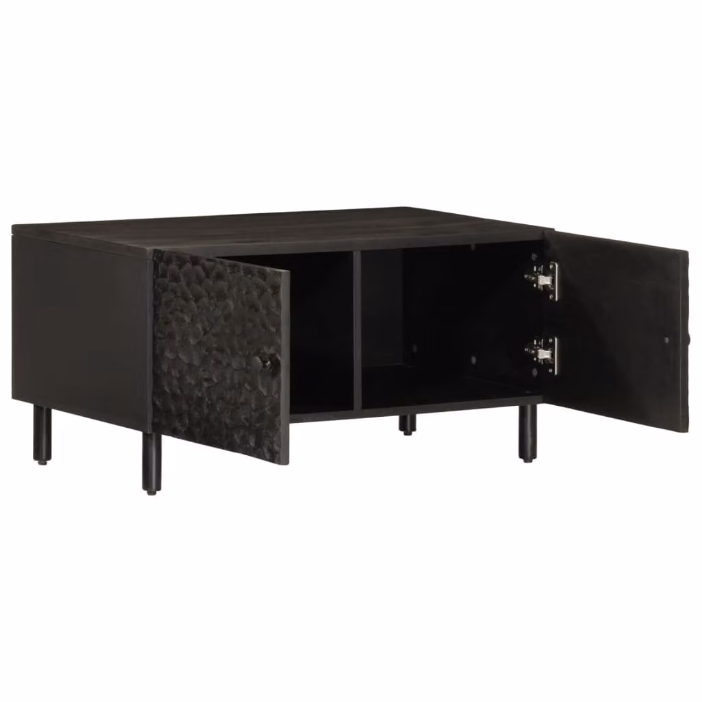Tavolino nero 80x50x40 cm in legno massiccio di mango