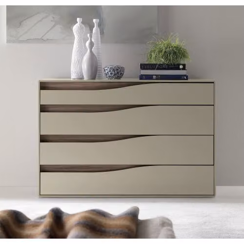 Comò di design 4 cassetti con maniglia curva S75 Eros