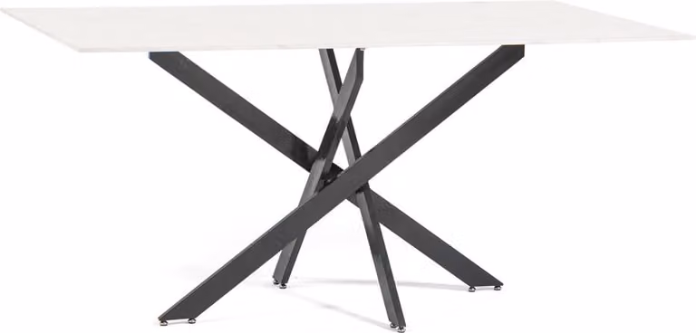 Tavolo rettangolare con piano in vetro temperato effetto marmo e struttura in metallo incrociato - design moderno, elegante e robusto per cucina, sala da pranzo, soggiorno e ufficio - MORGAN - marmo rosa/grigio scuro