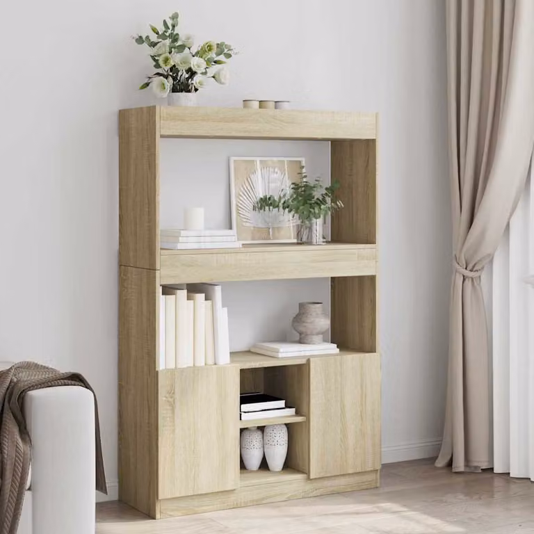 Credenza vidaXL in Legno Multistrato e MDF, Colore Rovere Sonoma, L 92 cm x P 33 cm x H 140 cm