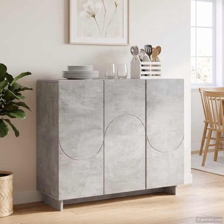 Credenza moderna vidaXL in legno MDF grigio, L: 85,5 cm, P: 31 cm, H: 75 cm