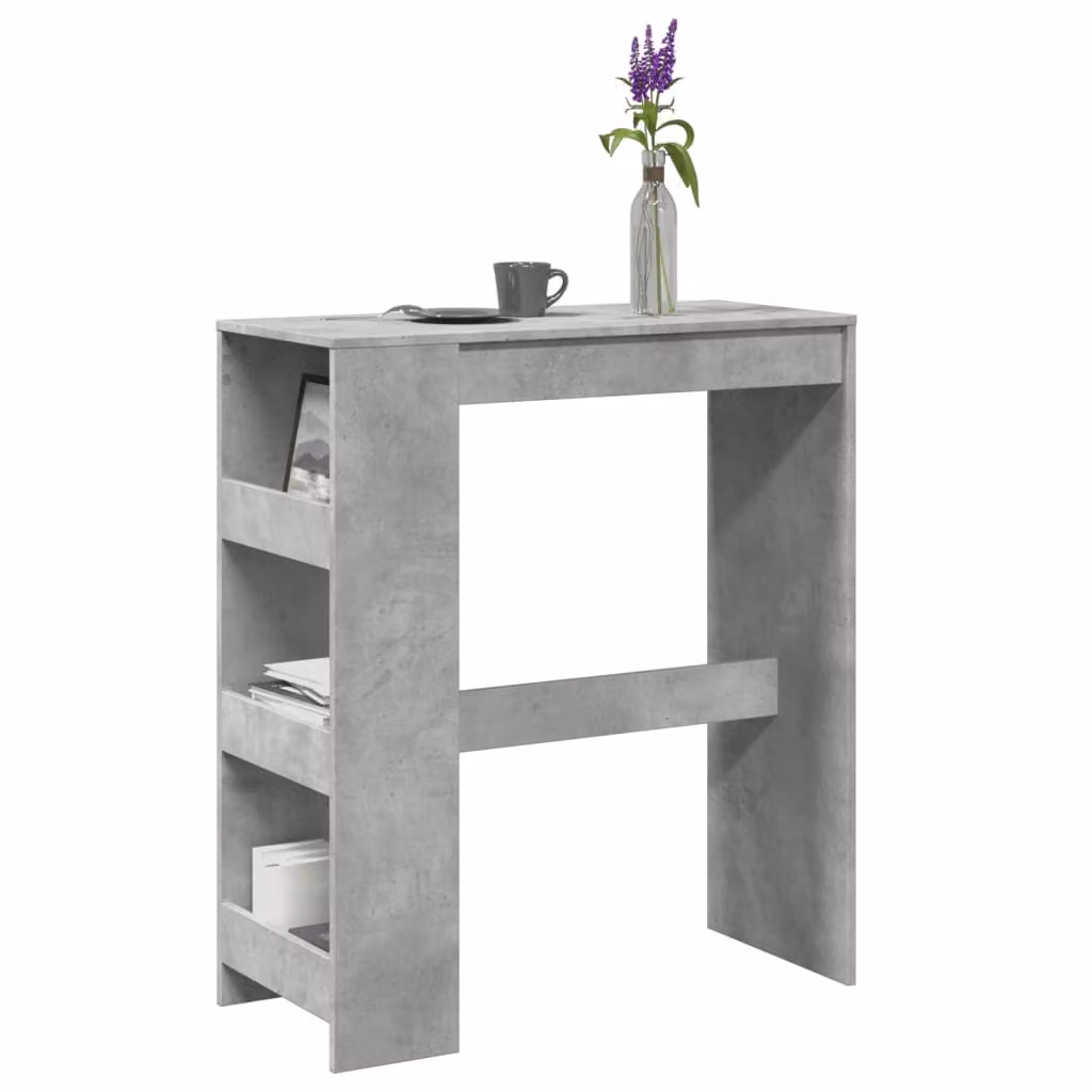 vidaXL Tavolo Bar con Rastrelliera Grigio L: 90 cm, P: 40 cm, H: 103,5 cm in Multistrato