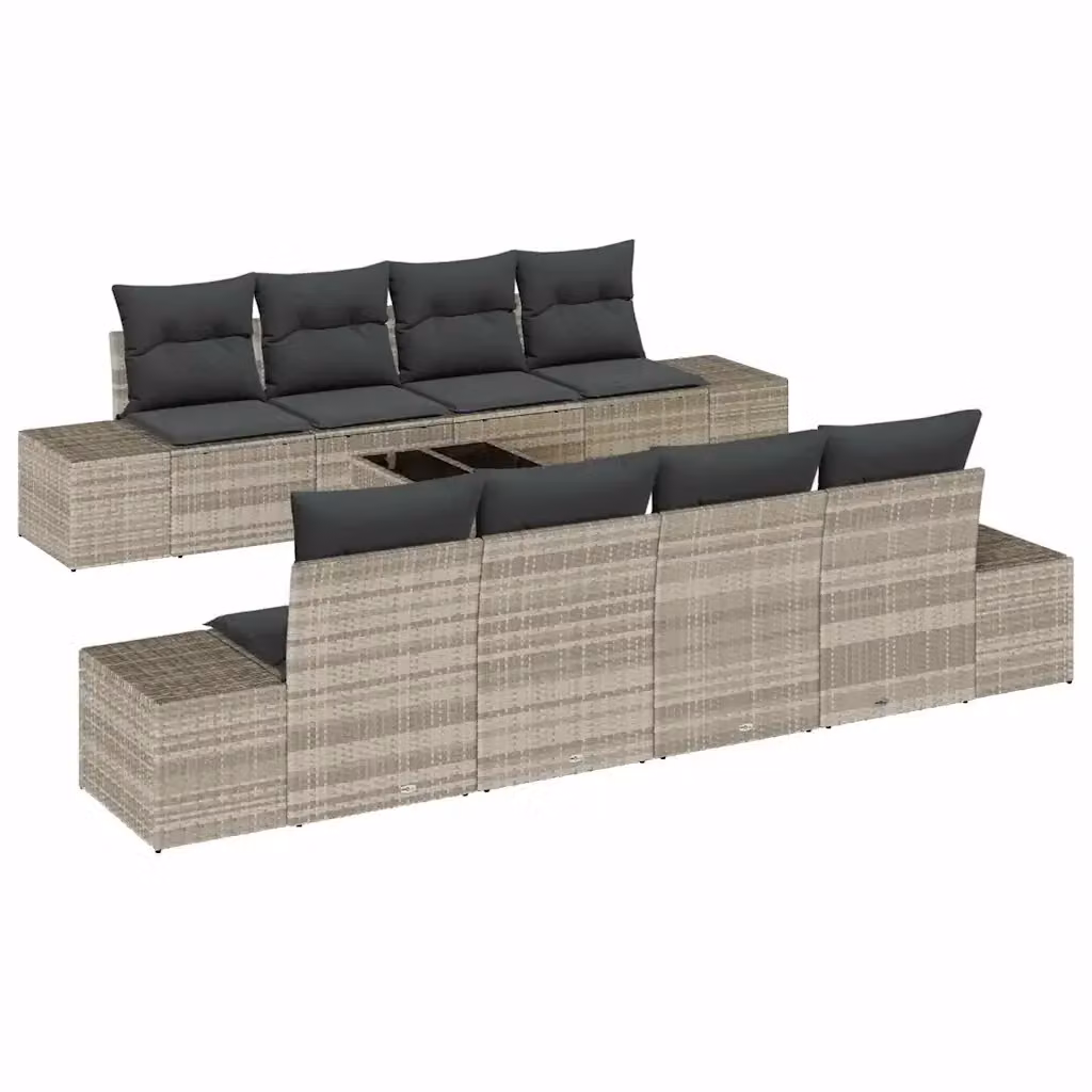 Set Divano da Giardino vidaXL 8 Pezzi Grigio con Cuscini e Tavolino in Acciaio Verniciato a Polvere – 2