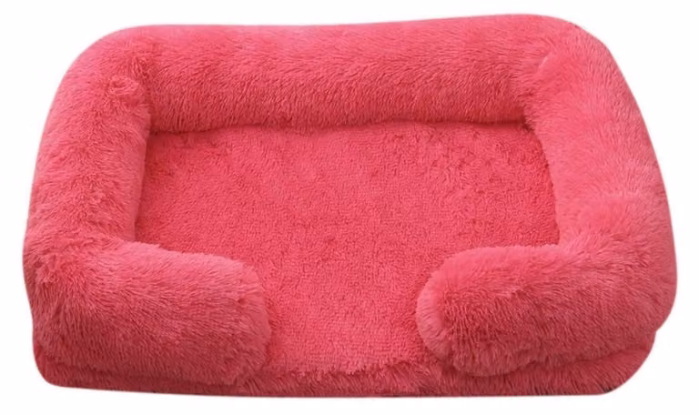 Cuccia per cani, rettangolare, in peluche, lavabile, antiscivolo, color rosa intenso, dimensioni 80x53 cm