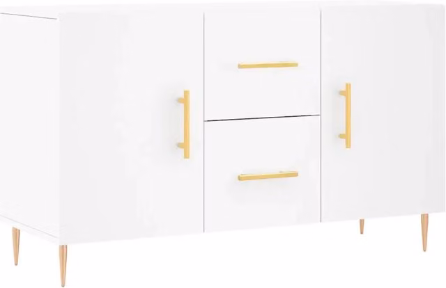 Credenza Buffet Moderna Bianca in Legno Multistrato per Cucina e Soggiorno L: 100 cm, P: 36 cm, H: 60 cm