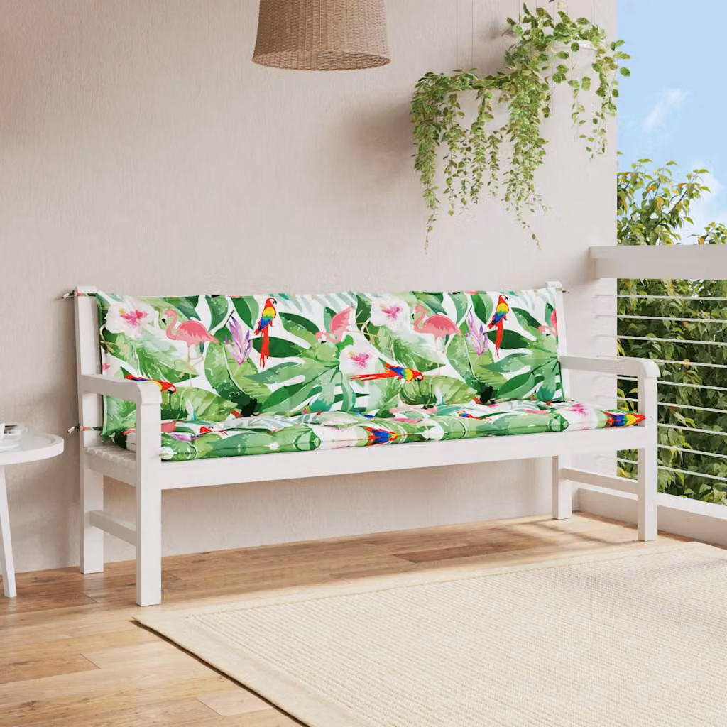 Set di 2 cuscini per panca da giardino vidaXL multicolore in poliestere resistente all'acqua e ai raggi UV L: 200 cm, P: 50 cm, H: 7 cm