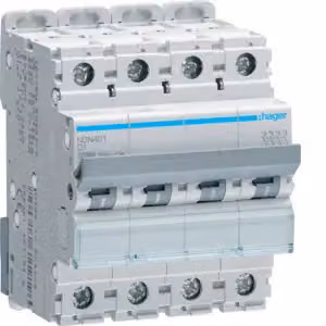 Interruttore magnetotermico a 4 poli, 10 kA, caratteristica D, 1 A, 4 moduli