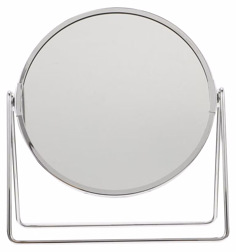 Specchio trucco rotondo, a doppio lato, con ingrandimento 2x