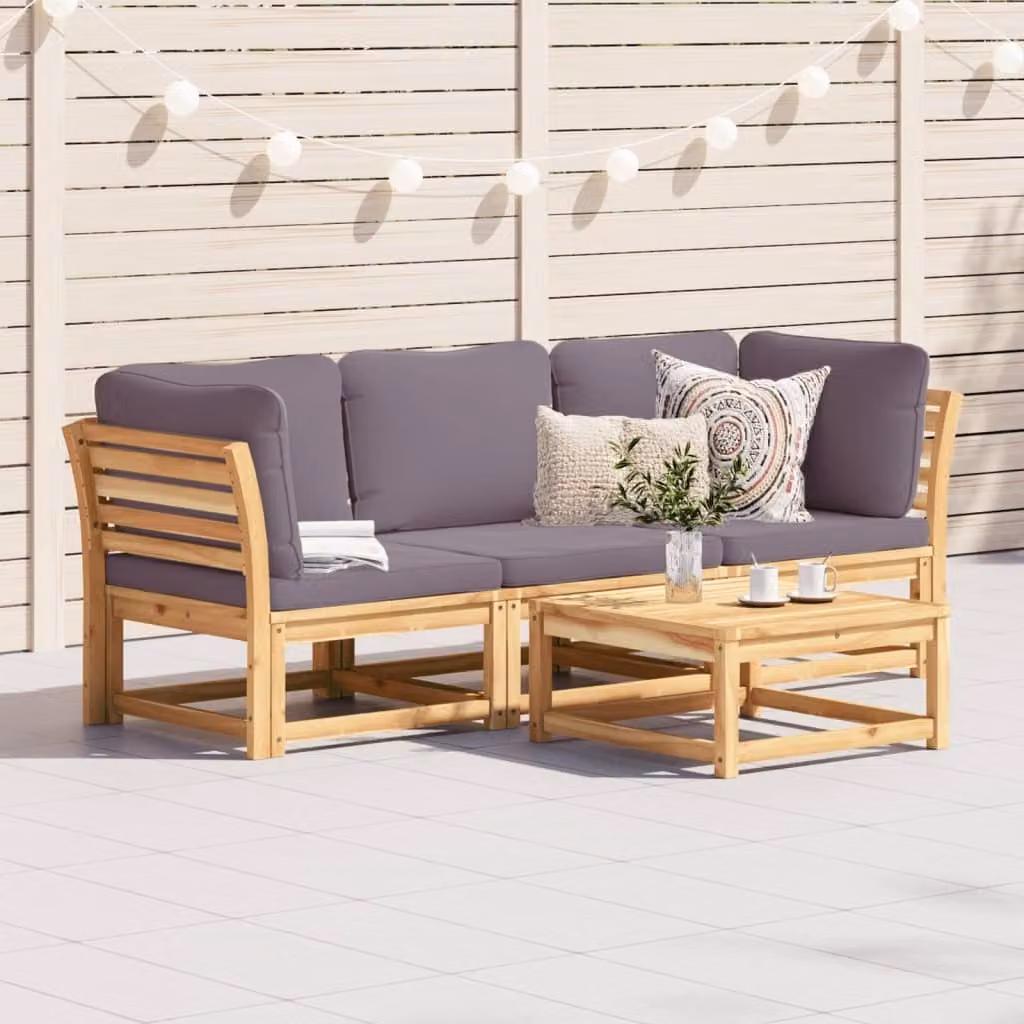 Maison Exclusive - Set Mobili da Giardino 3pz con Cuscini Legno Massello di Acacia