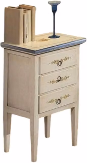 Comodino con 3 cassetti Mobili 2G in legno bianco e blu L: 43 cm, P: 33 cm, H: 70 cm – 3