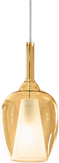 Ofelia S/10 Lampada a Sospensione in Vetro Borosilicato Ambra Trasparente con Attacco E27 e Cavo 3 metri per Interni - Gealuce