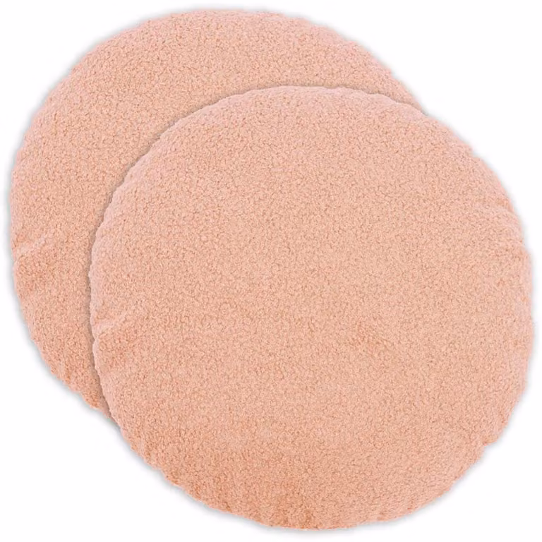 Set di 2 federe rotonde vidaXL HEERLEN in tessuto bouclé rosa, Diametro: 50 cm