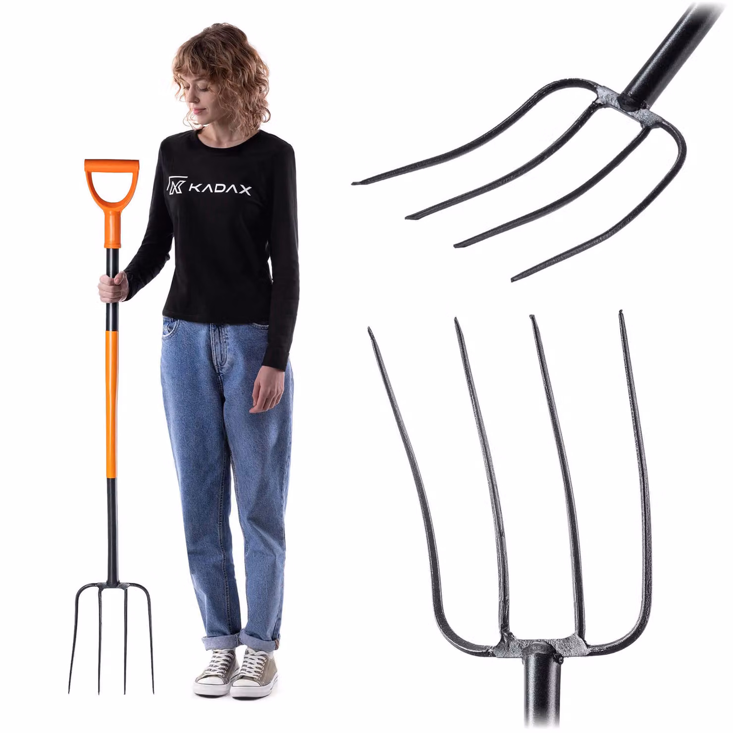 Forca KADAX "Getas", forca da giardino ergonomica a 4 punte, 132 cm