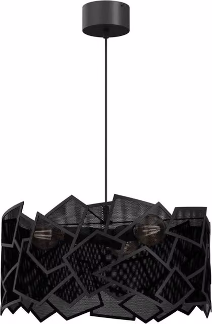 Lampadario Luminex Camo nero metallo 3xE27 Ø49,5 H110 cm