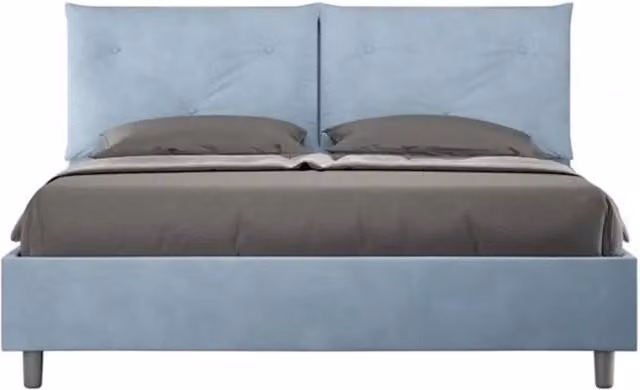 Letto matrimoniale senza rete imbottito 160x190 microfibra azzurro Appia
