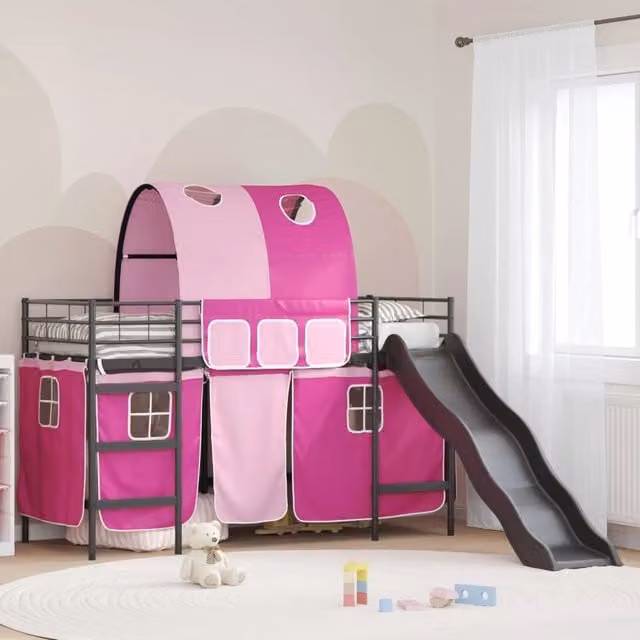 Struttura del letto loft per bambini-Giroletto per bambini Nero e rosa 75 x 190 cm 773272